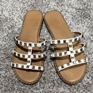 Elegant Studded White Sandals